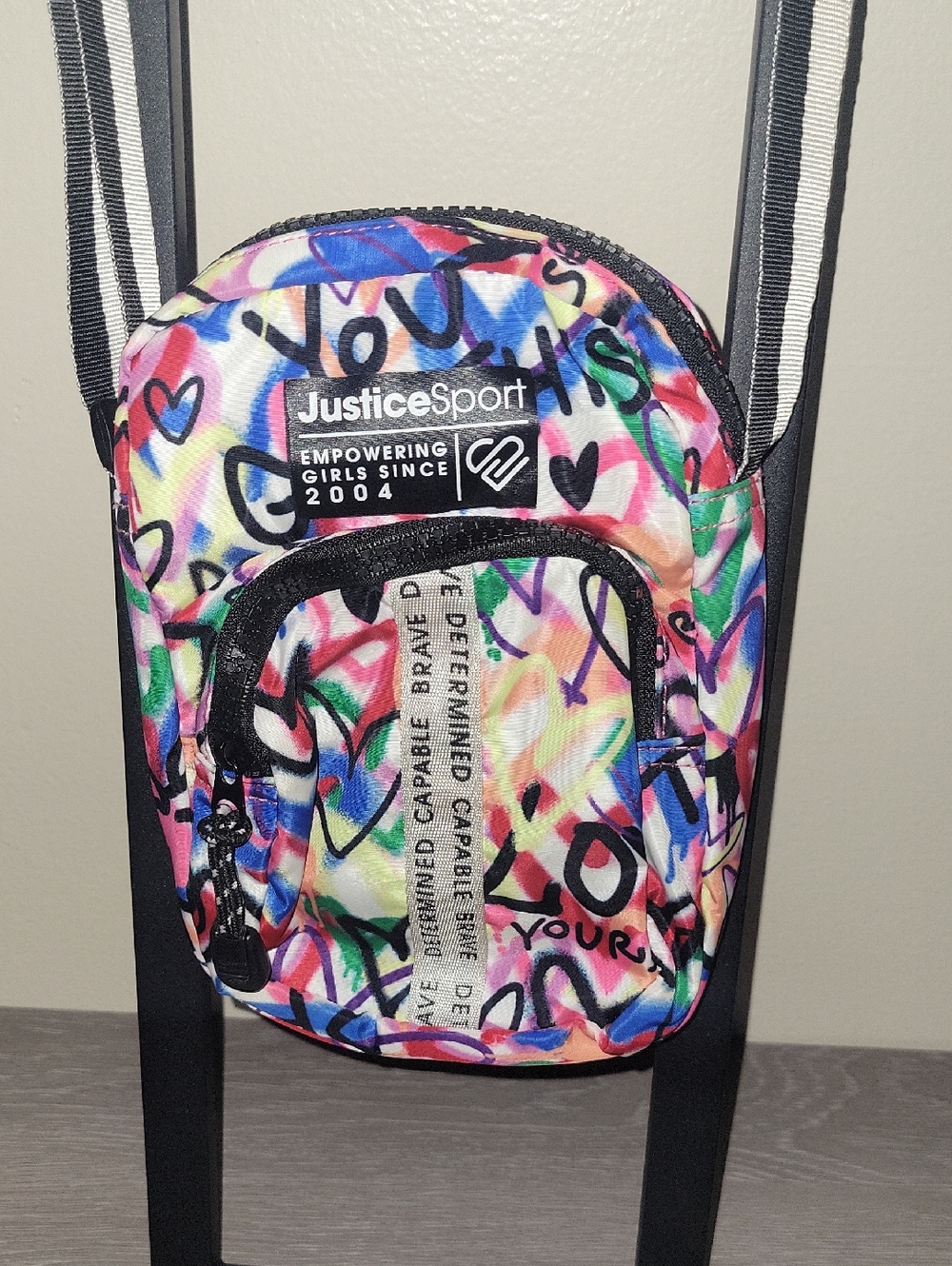 Justice Sport Multicolor Graffiti Crossbody Bag